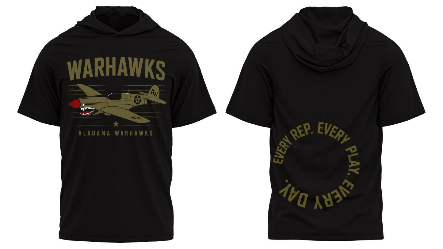 Warhawk Short Sleeve Hoodie. Fleece Drifit option