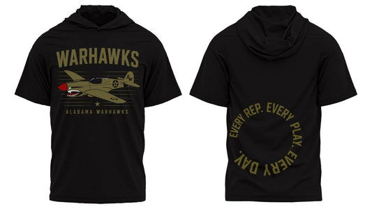 Warhawk Short Sleeve Hoodie. Fleece Drifit option